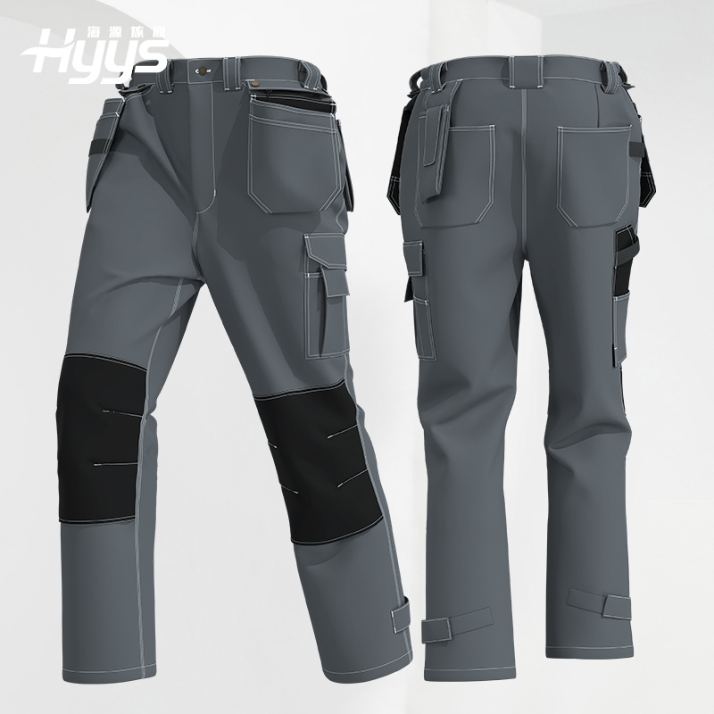 WD255 春秋款多兜工作褲可拆卸飛兜結(jié)實印繡字車間工廠建筑褲子勞保褲子