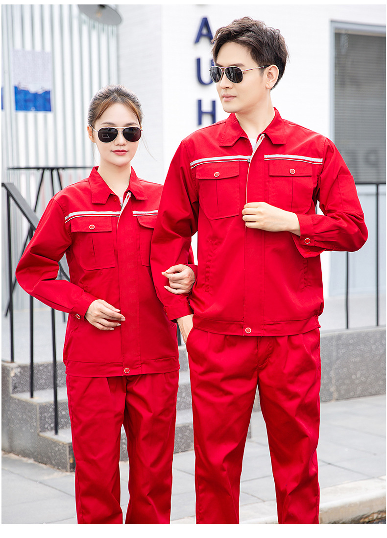 DM2081 春秋長袖工作服定制男車間工廠反光條上衣耐磨工裝定制汽修勞保服(圖18)