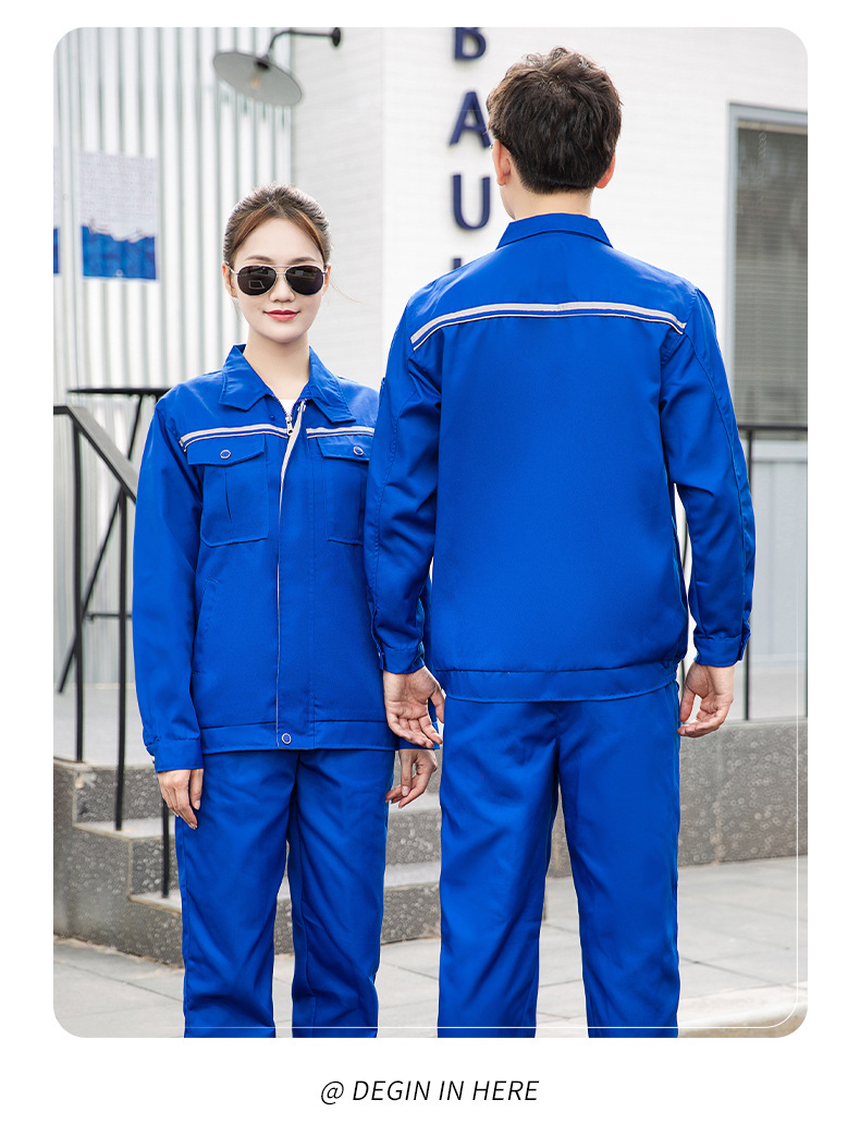 DM2081 春秋長袖工作服定制男車間工廠反光條上衣耐磨工裝定制汽修勞保服(圖17)