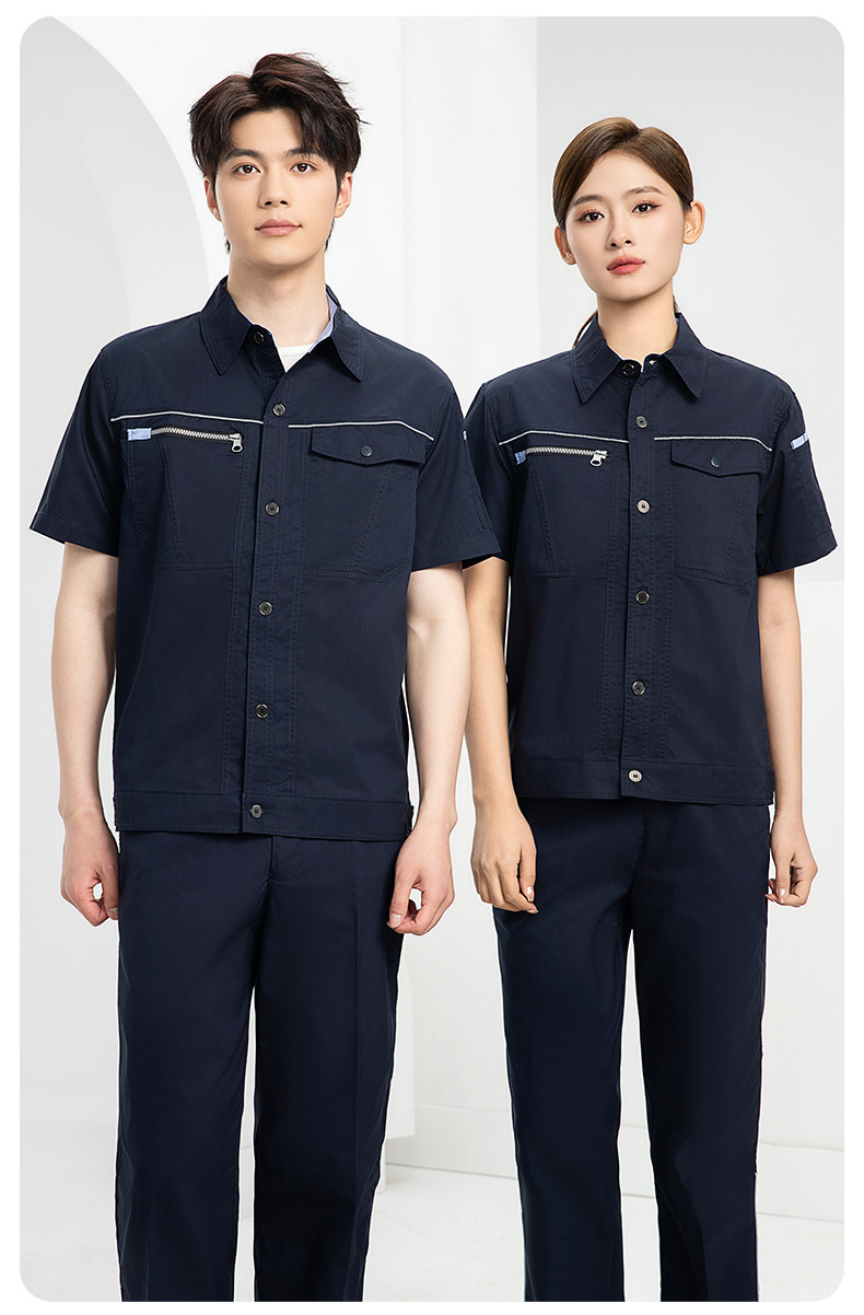 DL235D 夏季短袖高端工作服男薄款吸濕排汗工裝汽修車間工廠勞保服定制(圖15)