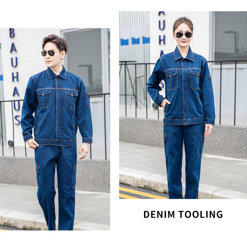 NZ316 海源精梳棉純棉牛仔工作服定制印字加厚電焊工電網(wǎng)煤礦車間勞保服(圖10)