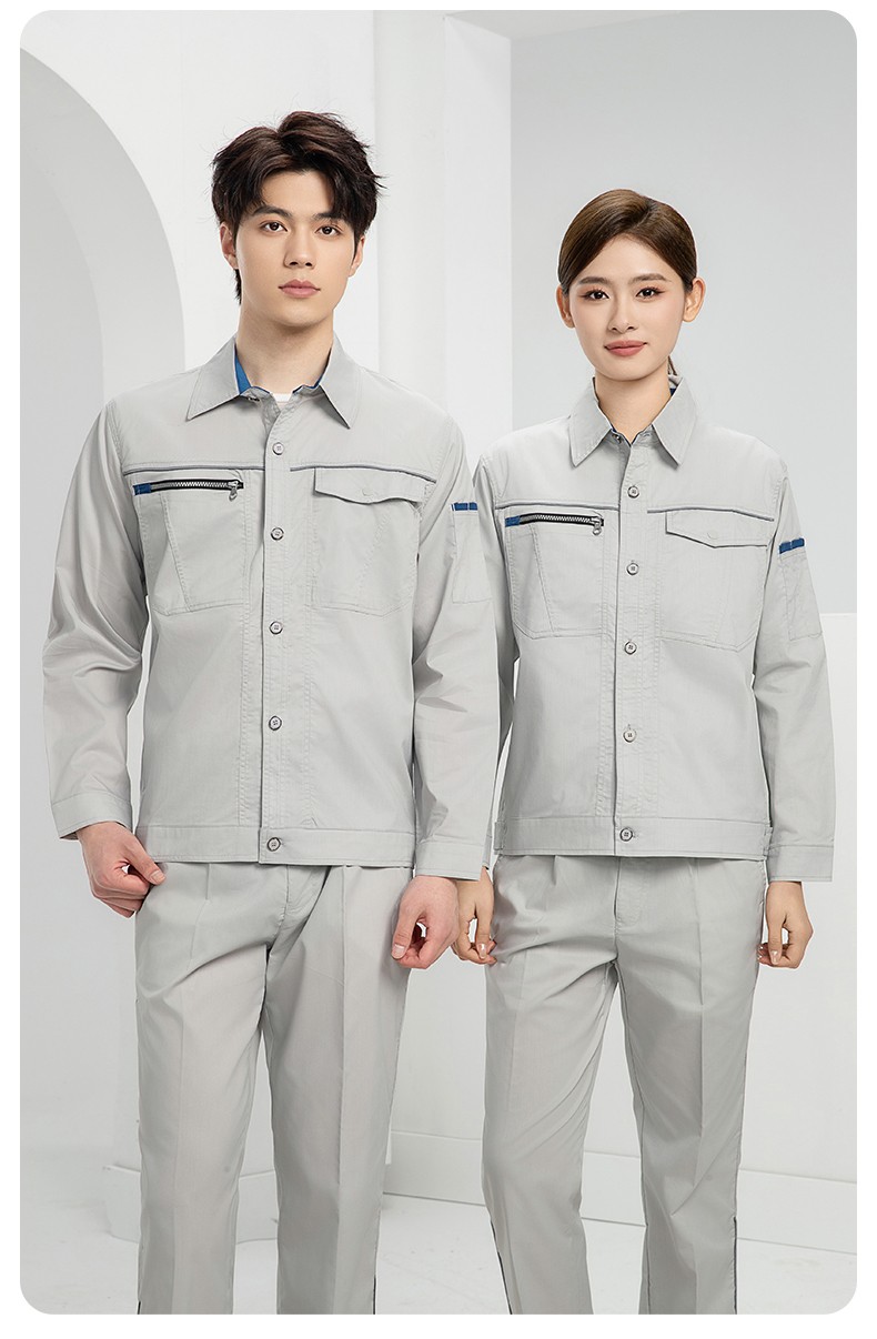 DL235X 高端夏季薄款長(zhǎng)袖工作服定制印字薄款耐磨汽修工廠電焊車間勞保服(圖21)