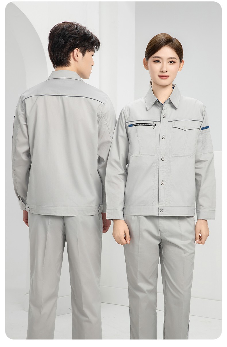 DL235X 高端夏季薄款長(zhǎng)袖工作服定制印字薄款耐磨汽修工廠電焊車間勞保服(圖22)