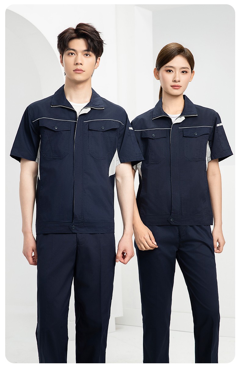 DL237D 夏季彈力竹纖維工作服套裝定制吸濕排汗透氣長短袖薄款電工勞保服(圖13)