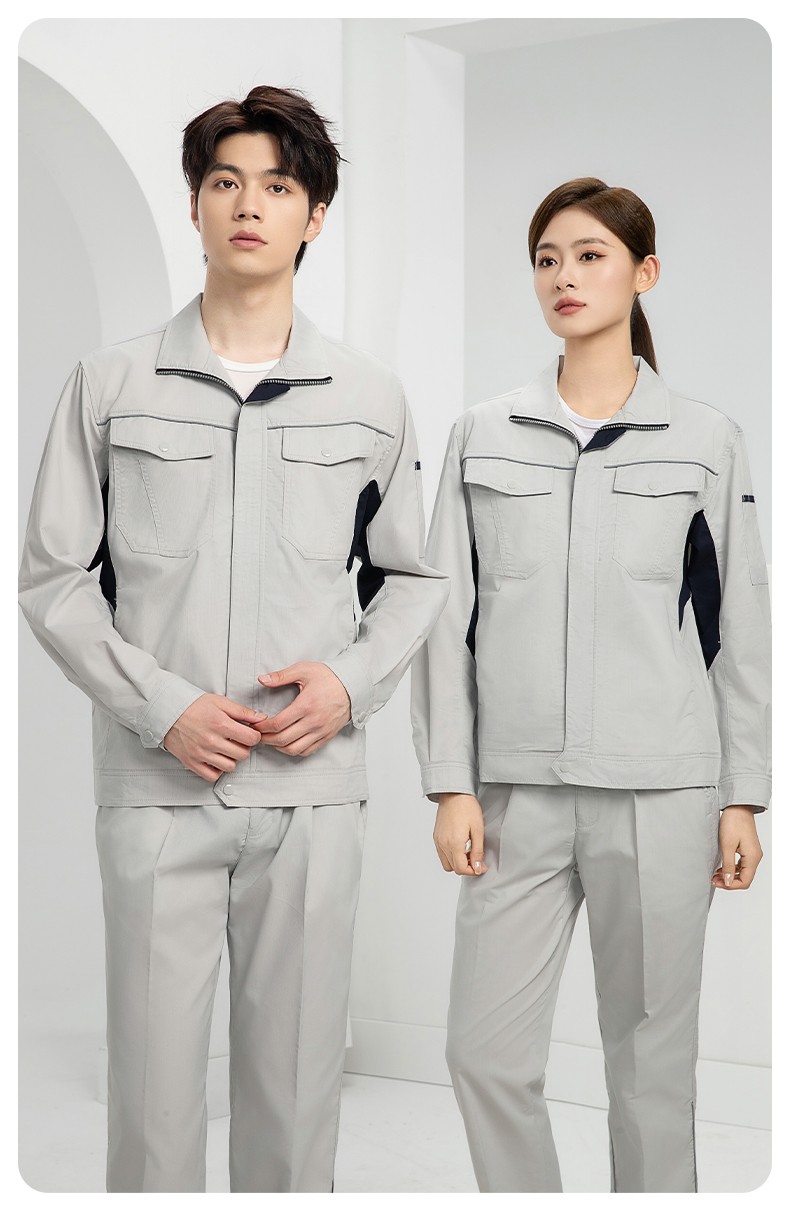 DL237D 夏季彈力竹纖維工作服套裝定制吸濕排汗透氣長短袖薄款電工勞保服(圖21)