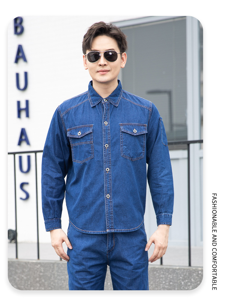 NZ172A 夏季精梳棉牛仔工作服定制加厚長袖薄款吸濕透氣焊工電工勞保服(圖15)