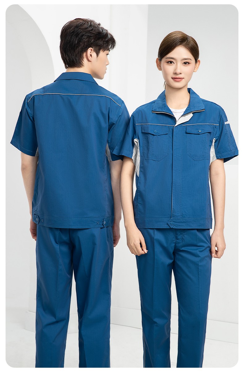 DL237X 夏季薄款竹纖維長(zhǎng)袖工作服定制男薄款耐磨汽修工廠電焊車間勞保服(圖16)