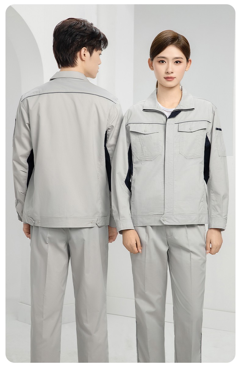 DL237X 夏季薄款竹纖維長(zhǎng)袖工作服定制男薄款耐磨汽修工廠電焊車間勞保服(圖22)