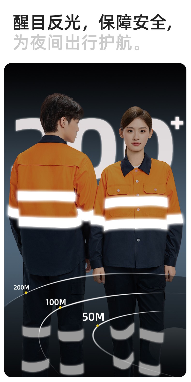 WQ2119X 夏季薄款反光條工作服印LOGO透氣車間廠服拉鏈款立領工裝外貿(mào)(圖7)