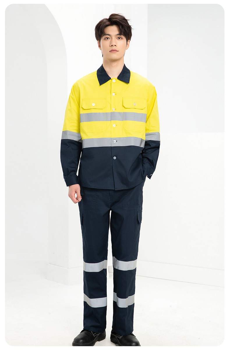 WQ2119X 夏季薄款反光條工作服印LOGO透氣車間廠服拉鏈款立領工裝外貿(mào)(圖14)