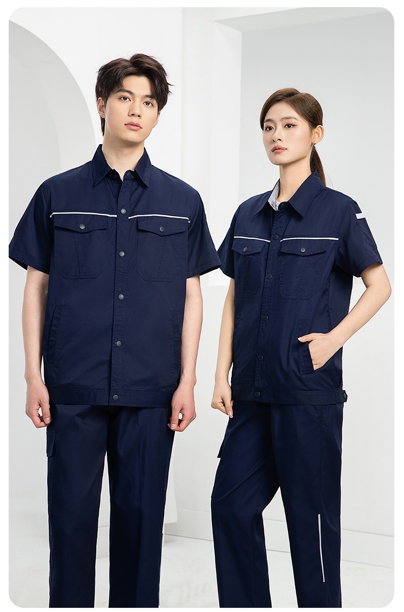 DM241X 海源夏季長袖薄款工作服套裝反光條紐扣套裝耐磨機修勞保工裝定制(圖12)