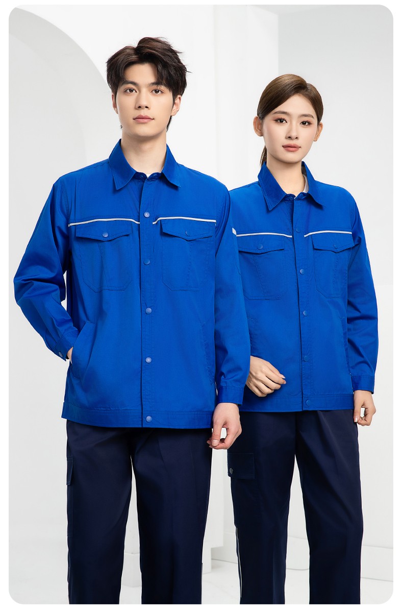 DM241X 海源夏季長袖薄款工作服套裝反光條紐扣套裝耐磨機修勞保工裝定制(圖17)
