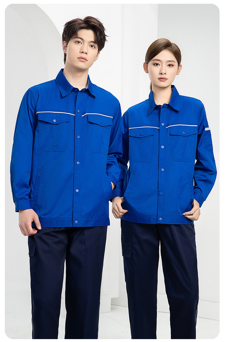 DM241X 海源夏季長袖薄款工作服套裝反光條紐扣套裝耐磨機修勞保工裝定制(圖18)