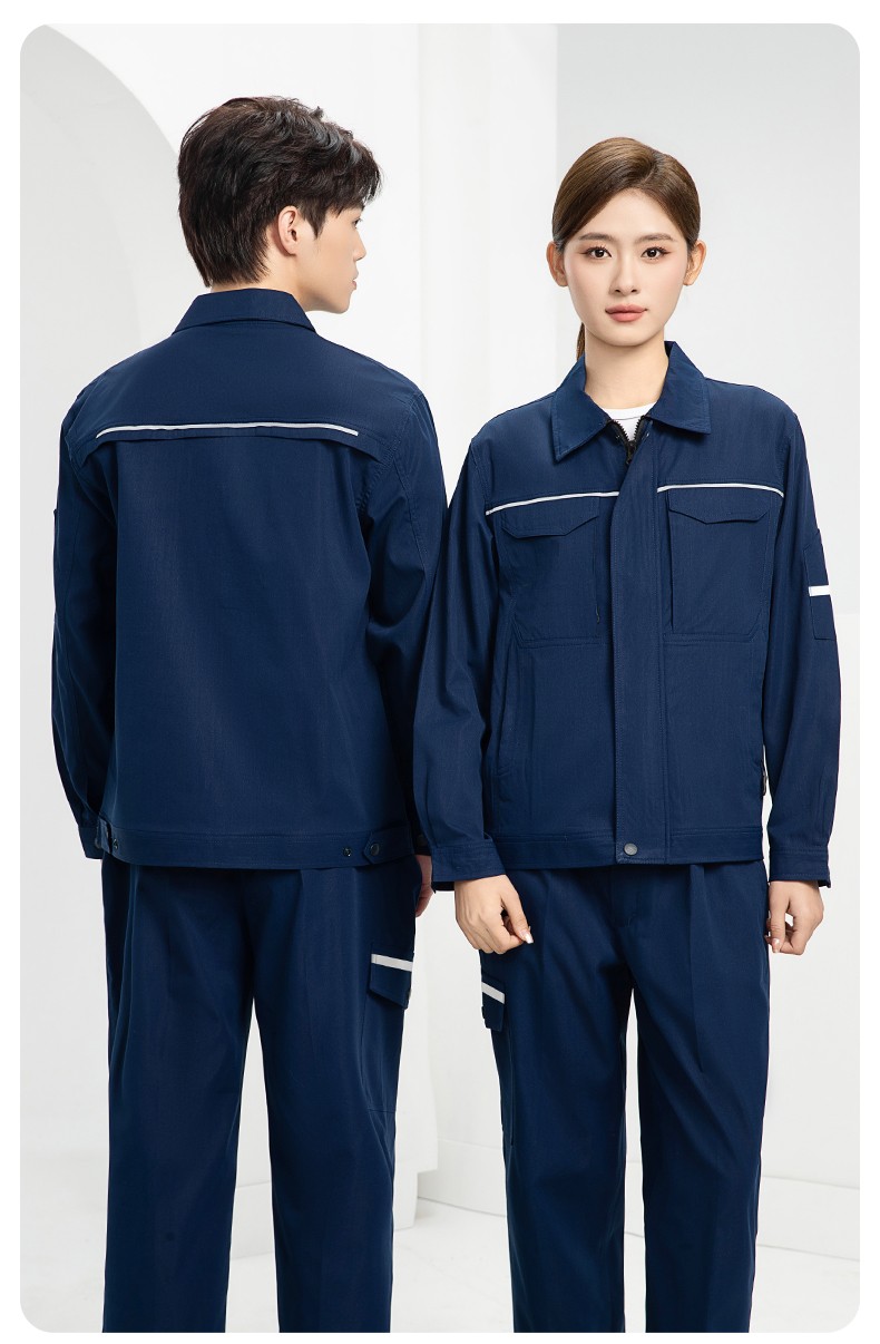 DM242D 夏季短袖工作服薄款反光條純色外套印字工廠廠服汽修工地勞保服(圖22)