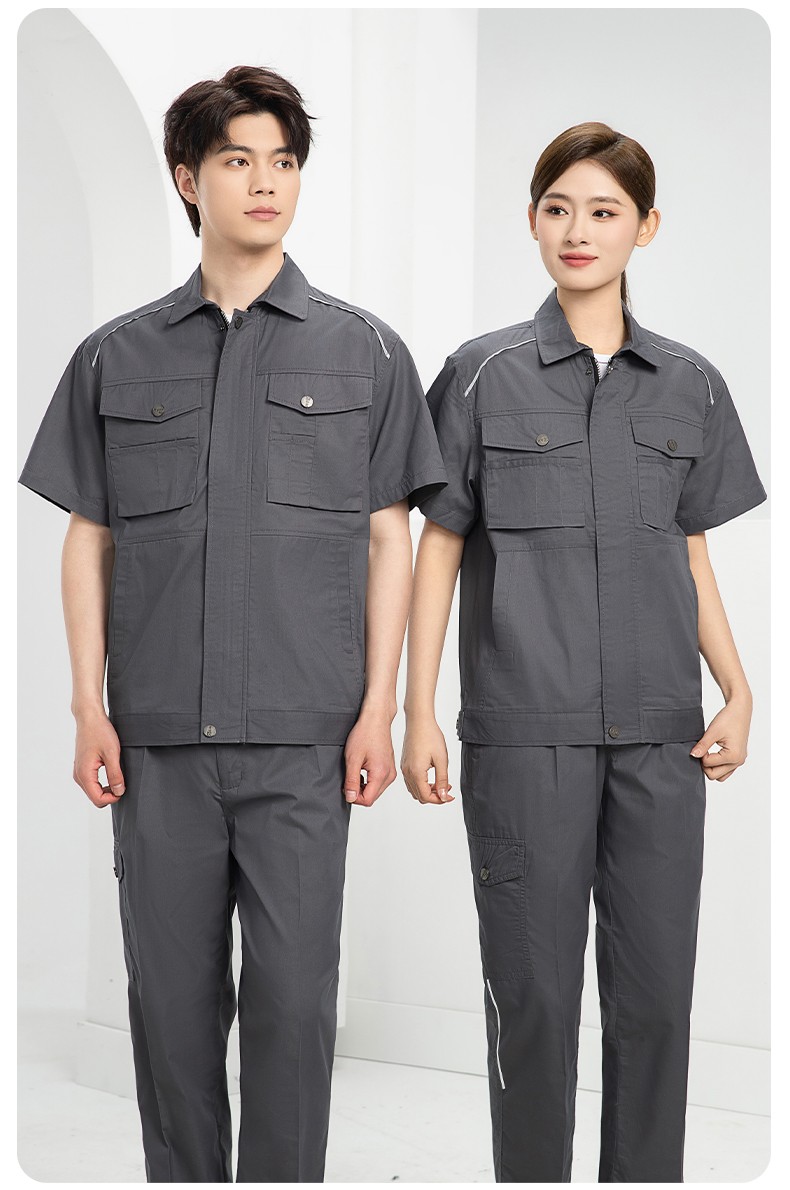 DM2315X 夏季工作服長袖透氣吸濕排汗薄款套裝勞保服建筑工程服上衣定制(圖12)