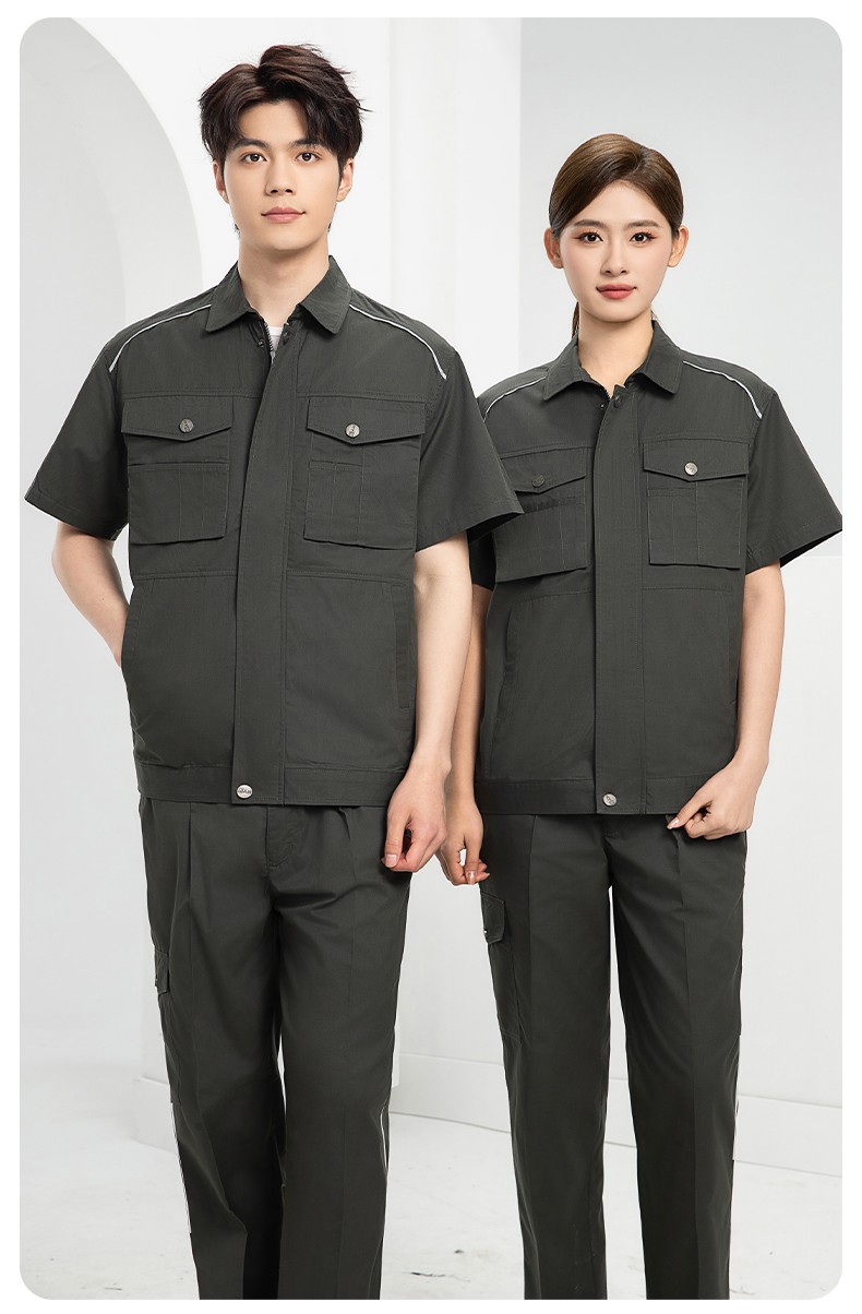 DM2315X 夏季工作服長袖透氣吸濕排汗薄款套裝勞保服建筑工程服上衣定制(圖15)