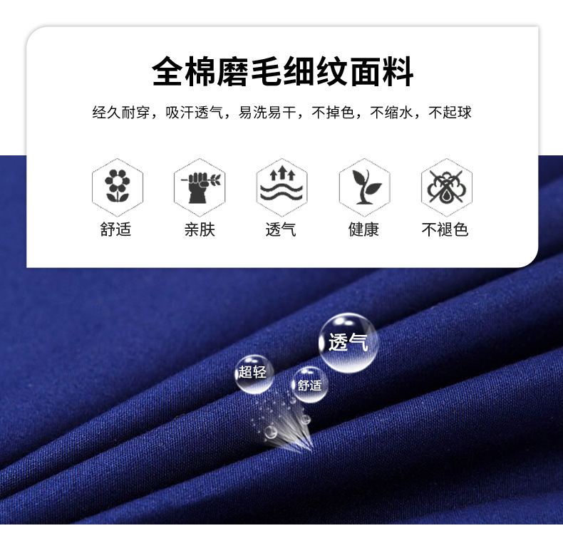 QM2112D 夏季純棉短袖工作服套裝男薄款透氣吸汗汽修物業(yè)電工反光條勞保服(圖3)