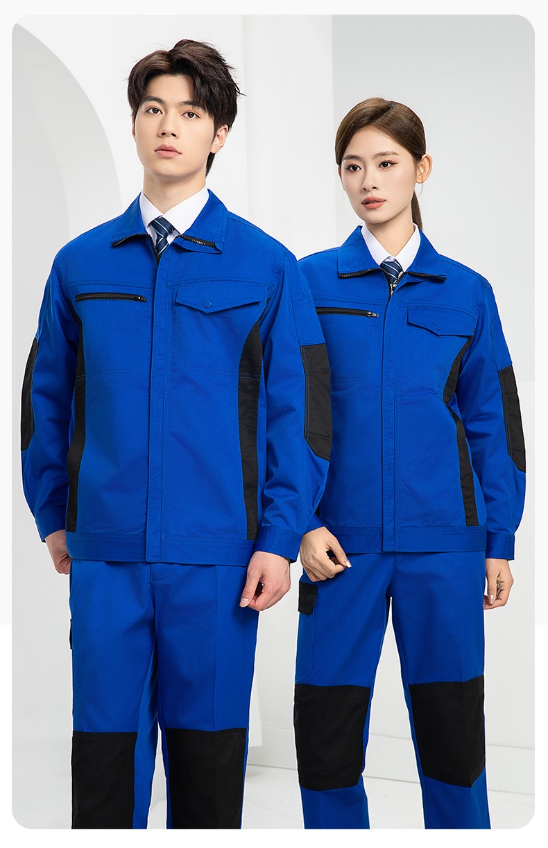 DM2312 海源春秋拼色工作服男印字LOGO加固耐磨勞保服工廠車間工裝機(jī)修服(圖14)