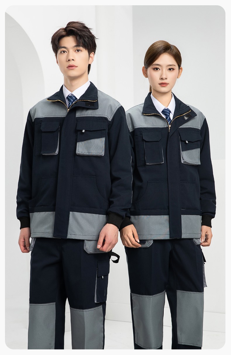 WF288 春秋工作服男多兜加固耐磨勞保服印字套裝車間廠服拉鏈款立領(lǐng)工裝(圖13)