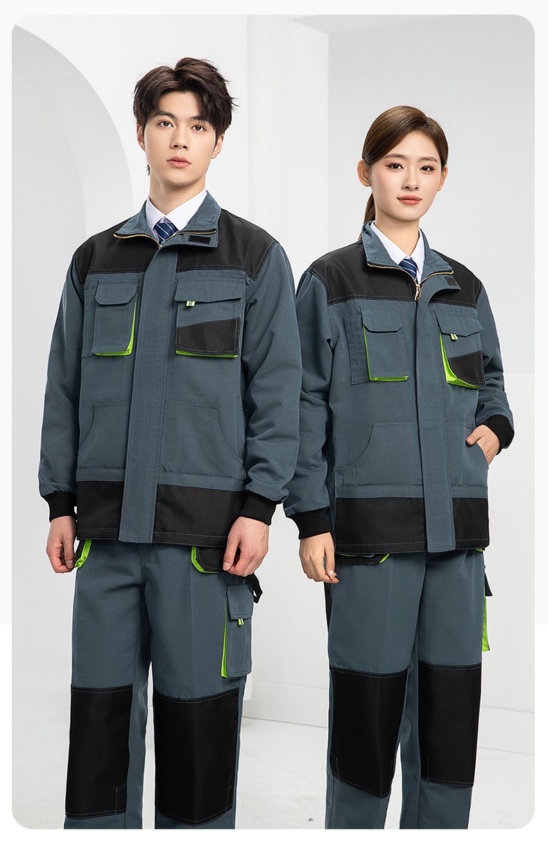 WF288 春秋工作服男多兜加固耐磨勞保服印字套裝車間廠服拉鏈款立領(lǐng)工裝(圖14)