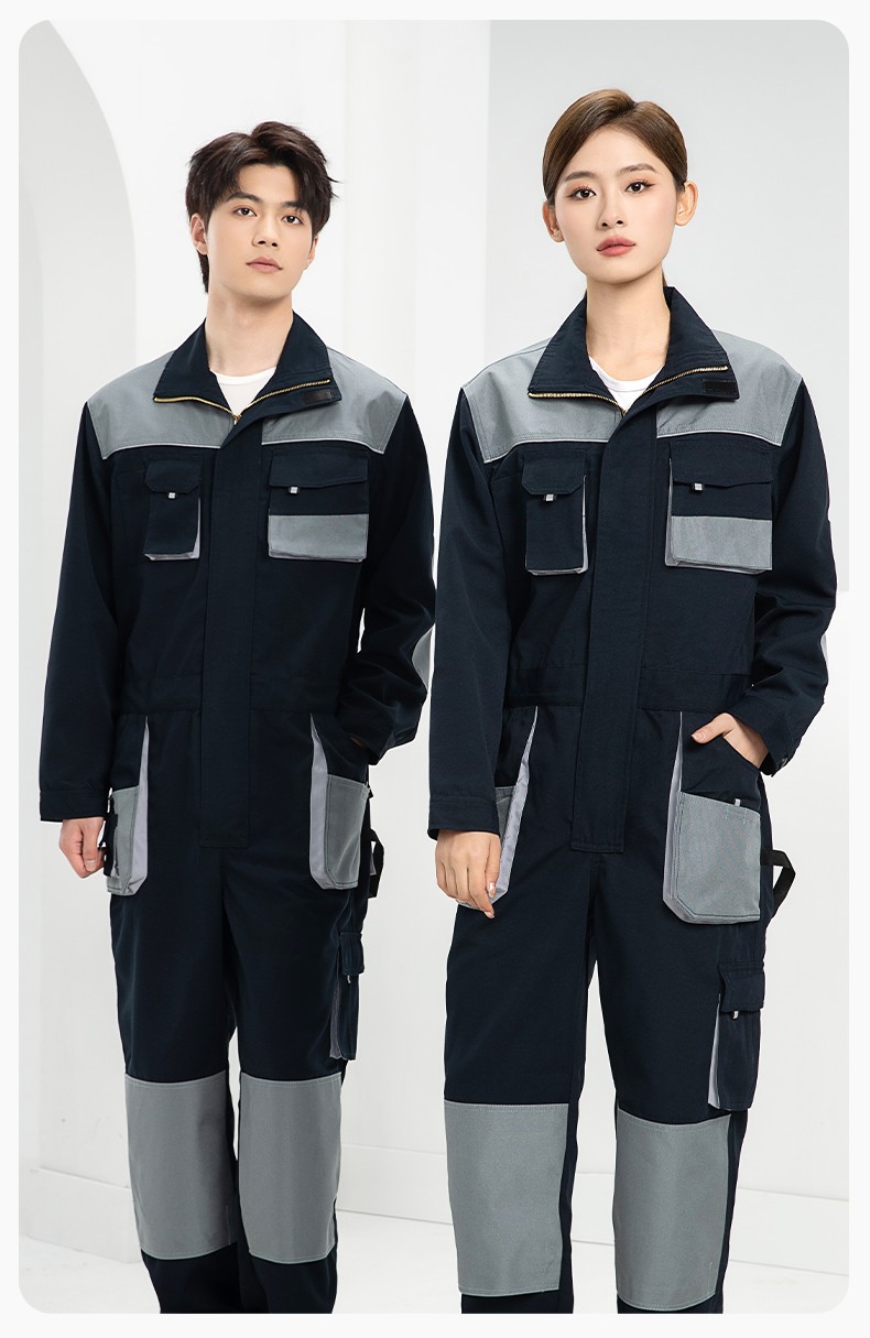 WF289 海源春秋連體工作服男印字多兜牛津加固耐磨勞保服工廠車間廠服(圖13)