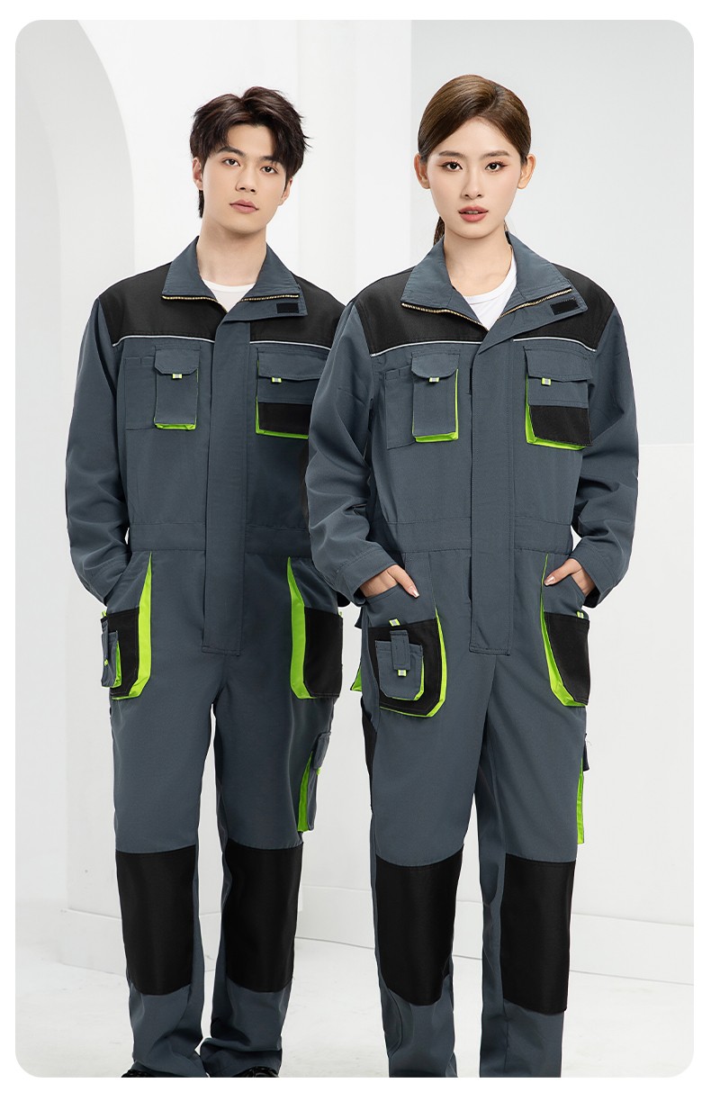 WF289 海源春秋連體工作服男印字多兜牛津加固耐磨勞保服工廠車間廠服(圖16)