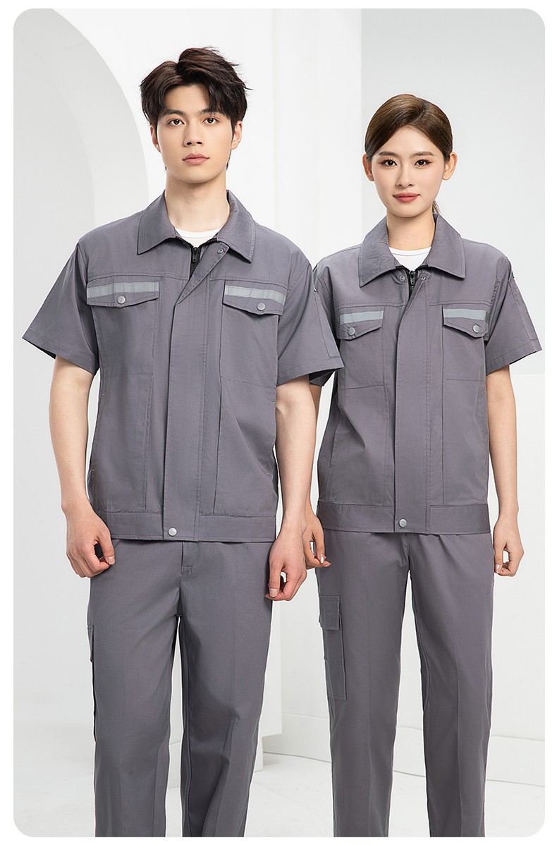 QM2091D 夏季工作服套裝男純棉長短袖薄款反光海油工程工裝機(jī)電焊工勞保服(圖15)