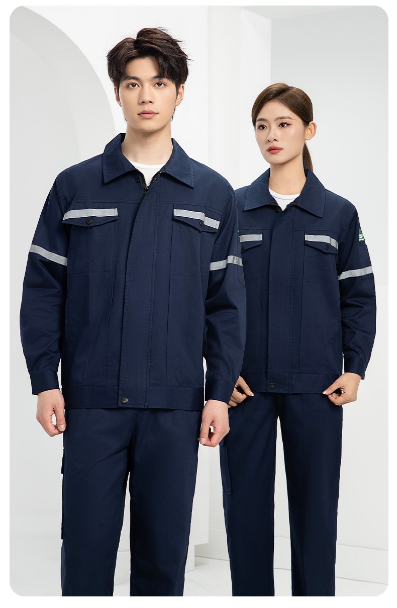 QM2091D 夏季工作服套裝男純棉長短袖薄款反光海油工程工裝機(jī)電焊工勞保服(圖19)