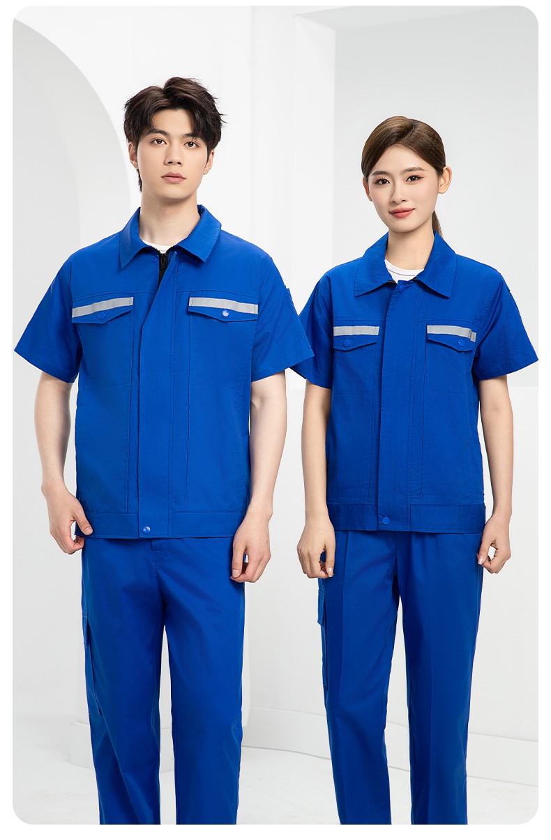 QM2091X 夏季長(zhǎng)袖薄款工作服套裝男純棉反光焊工海油工程汽修車間電焊勞保(圖13)