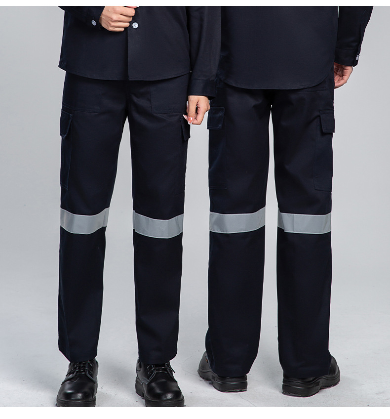 WQ2119 純棉反光條勞保工裝褲男建筑工地寬松多兜多口袋大兜工作服褲子(圖9)