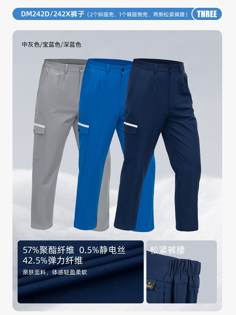 WQ2119X 夏季薄款純棉反光條勞保工裝褲男建筑工地寬松多兜多口袋大兜工作服褲子(圖11)