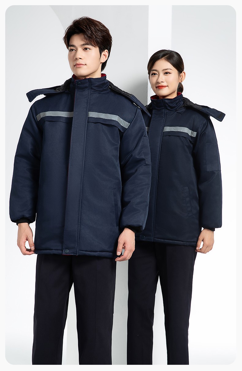 DM13-10ZC 冬季工作服定制加絨加厚保暖中長防寒冷庫物業(yè)車間印繡字棉襖棉衣(圖13)