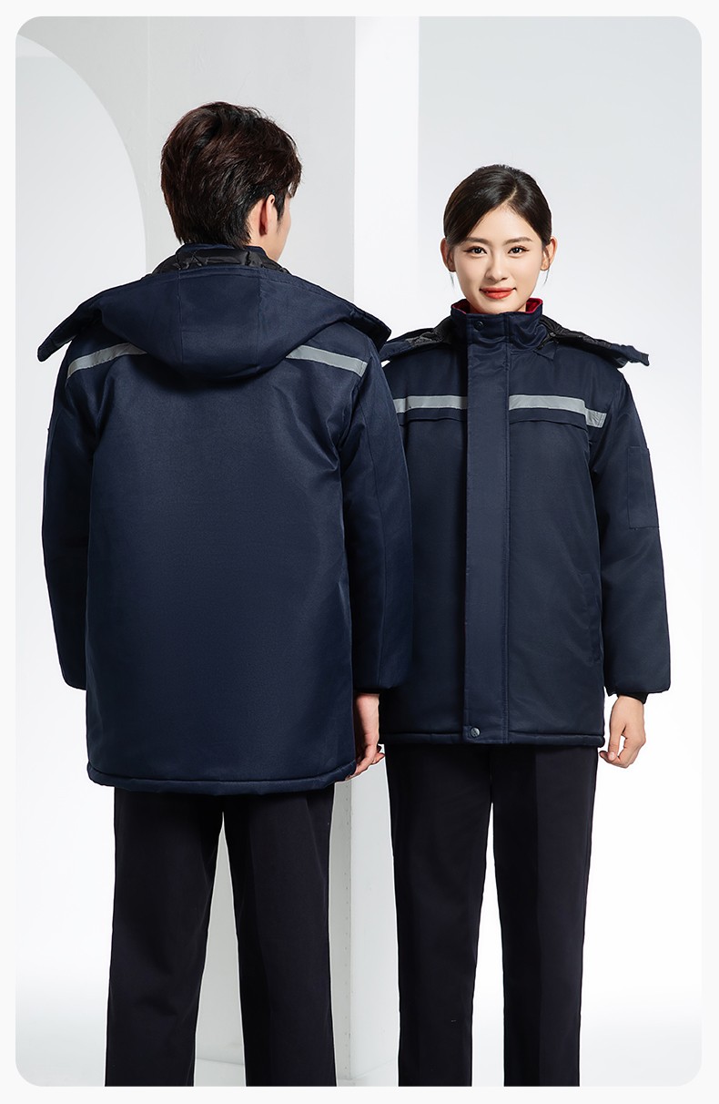 DM13-10ZC 冬季工作服定制加絨加厚保暖中長防寒冷庫物業(yè)車間印繡字棉襖棉衣(圖14)