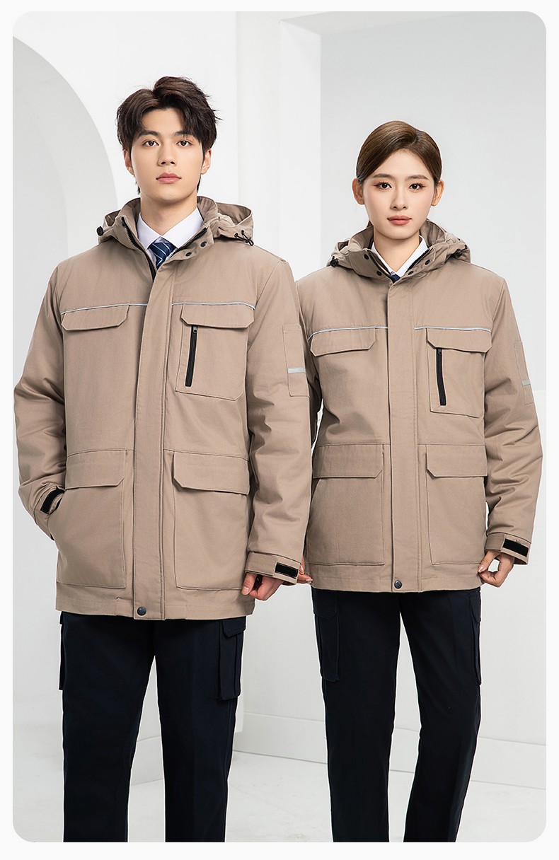 QM2320 純棉可拆卸工作服棉服定制男加絨加厚保暖汽車維修廠勞保服棉襖(圖18)