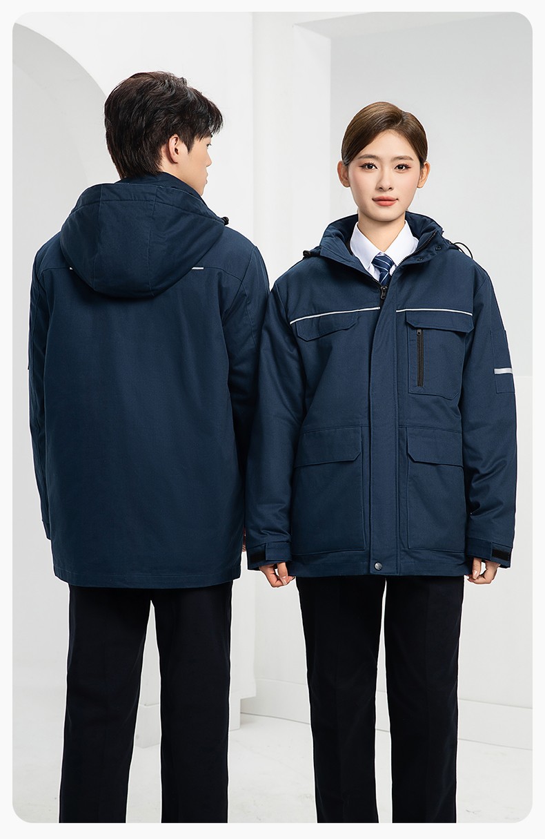 QM2320 純棉可拆卸工作服棉服定制男加絨加厚保暖汽車維修廠勞保服棉襖(圖21)