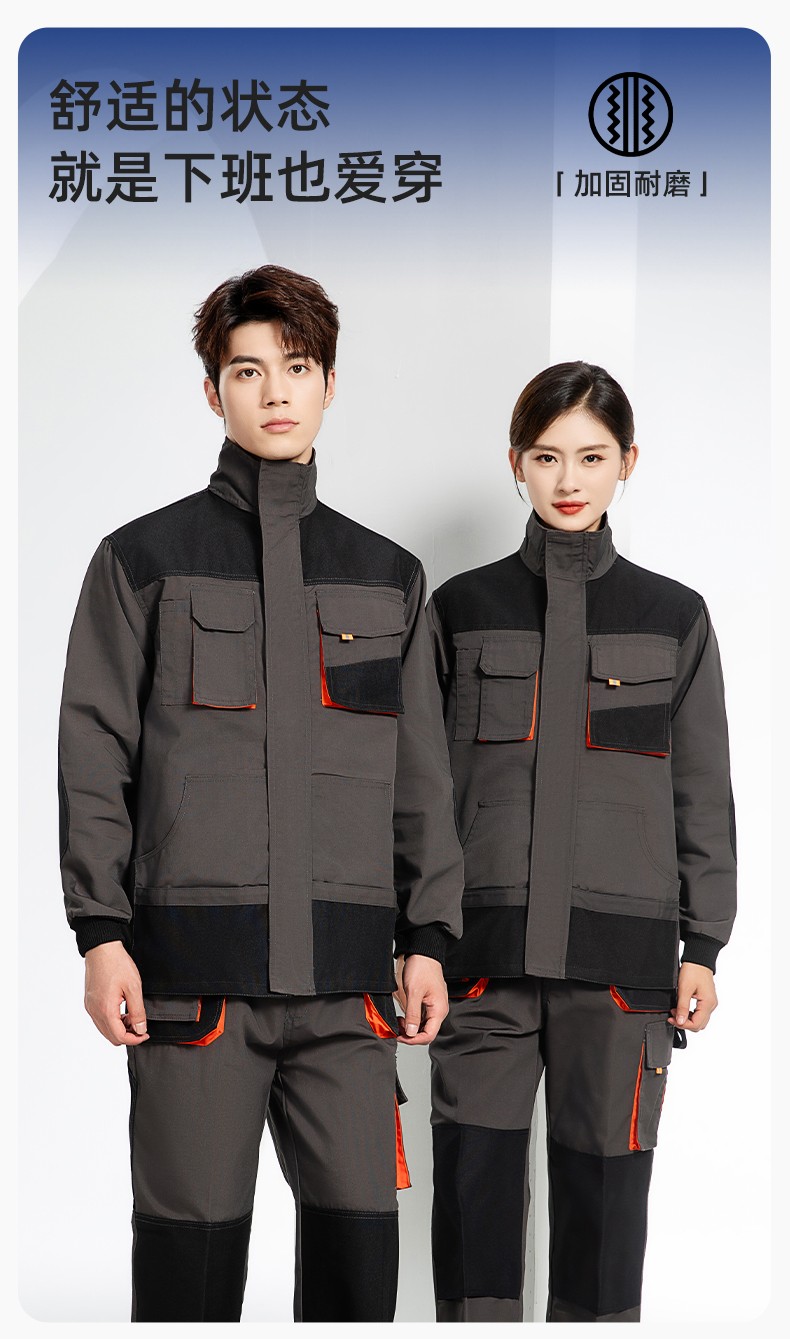 WD2118 跨境立體大兜工作服套裝定制歐美多口袋多兜工裝褲外貿(mào)出口勞保服(圖1)