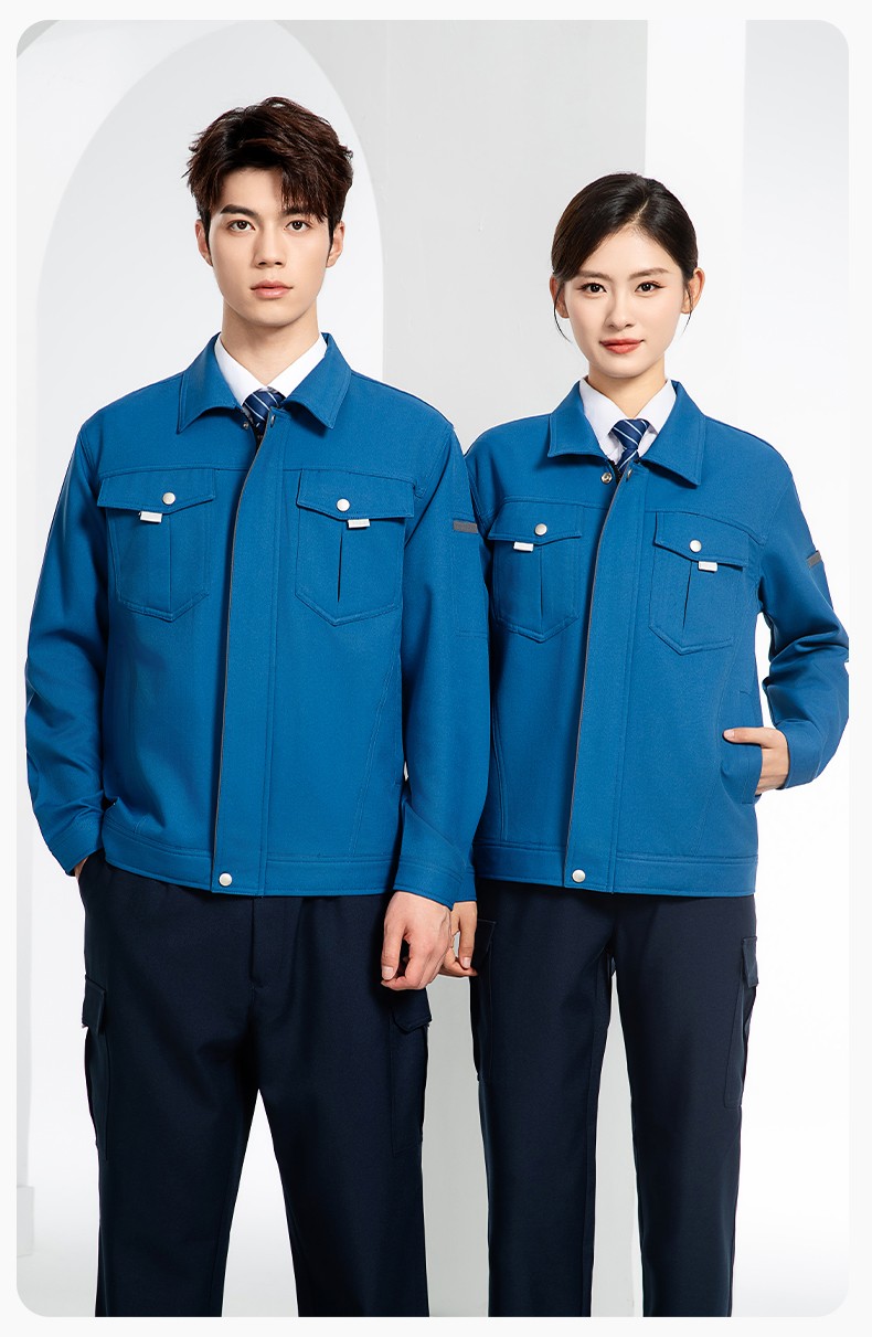JC-162 春秋工作服套裝男純色反光條加油站汽修服車間電工服工作服定制(圖16)