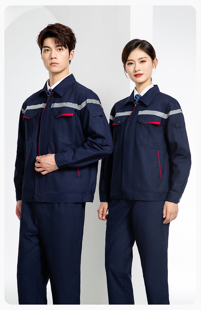 JC-160 春秋工作服勞保服套裝男反光條電子化工廠服車間電工服工作服定制(圖13)