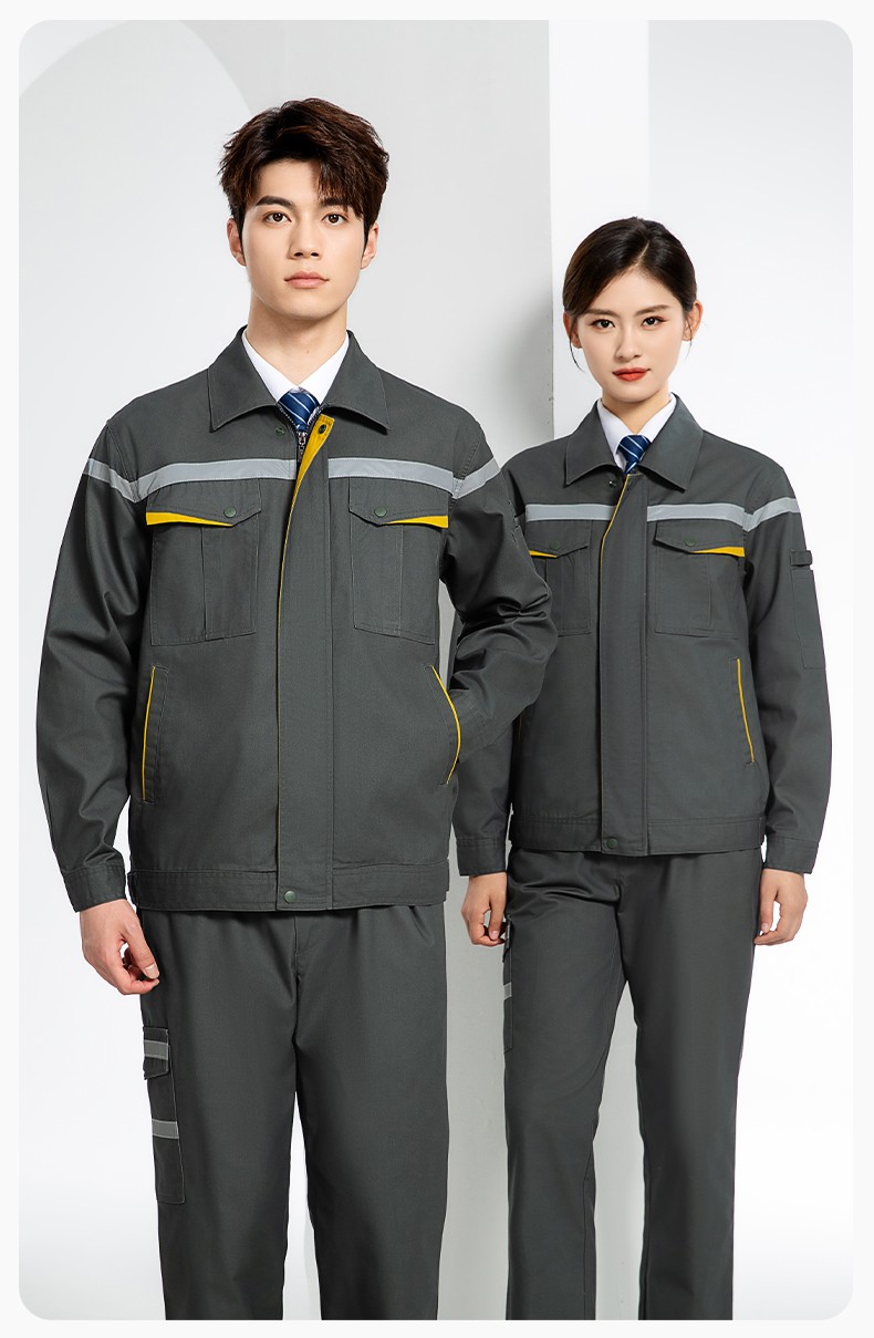 JC-160 春秋工作服勞保服套裝男反光條電子化工廠服車間電工服工作服定制(圖16)