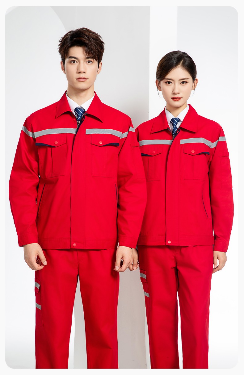 JC-160 春秋工作服勞保服套裝男反光條電子化工廠服車間電工服工作服定制(圖15)