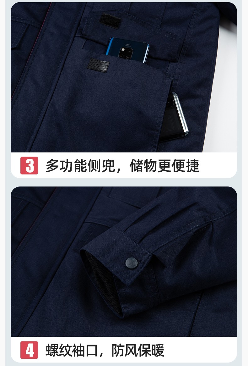 JC-160M 冬季可拆卸棉服工作服男反光條加厚保暖工裝電子化工車間廠服定制(圖10)