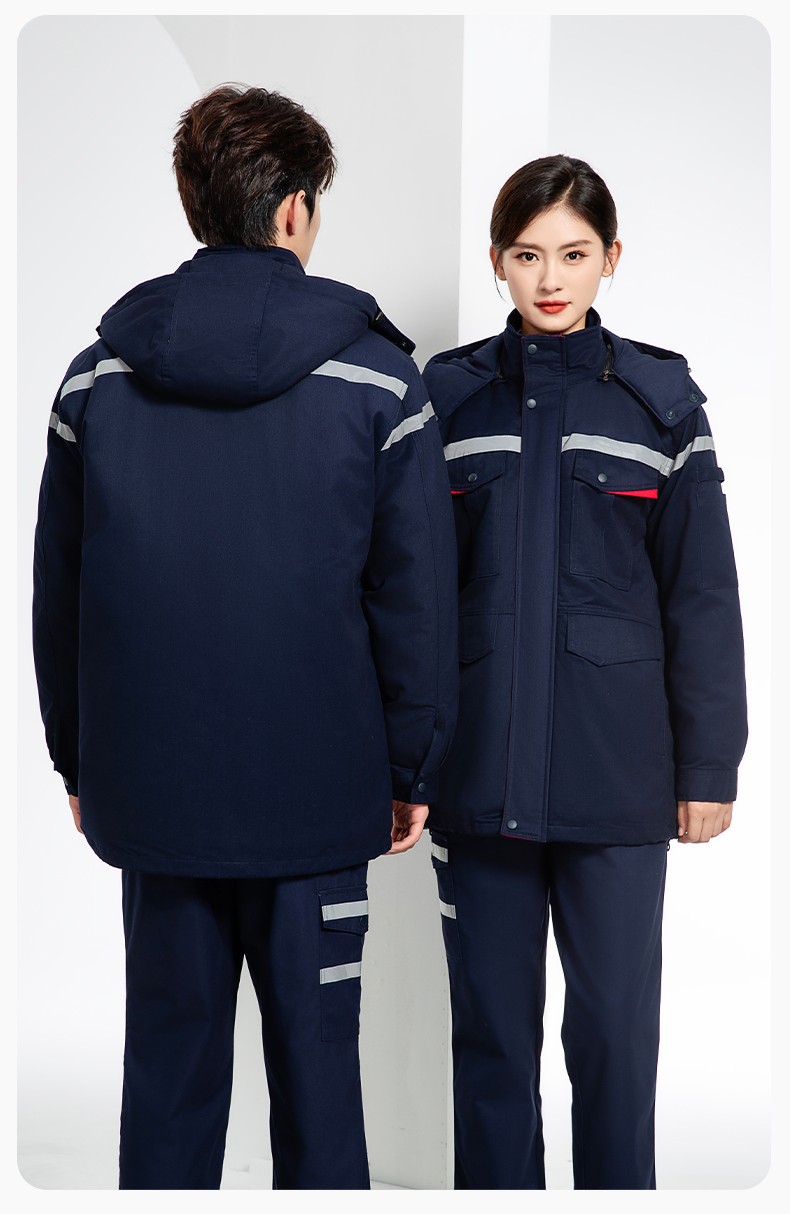 JC-160M 冬季可拆卸棉服工作服男反光條加厚保暖工裝電子化工車間廠服定制(圖16)