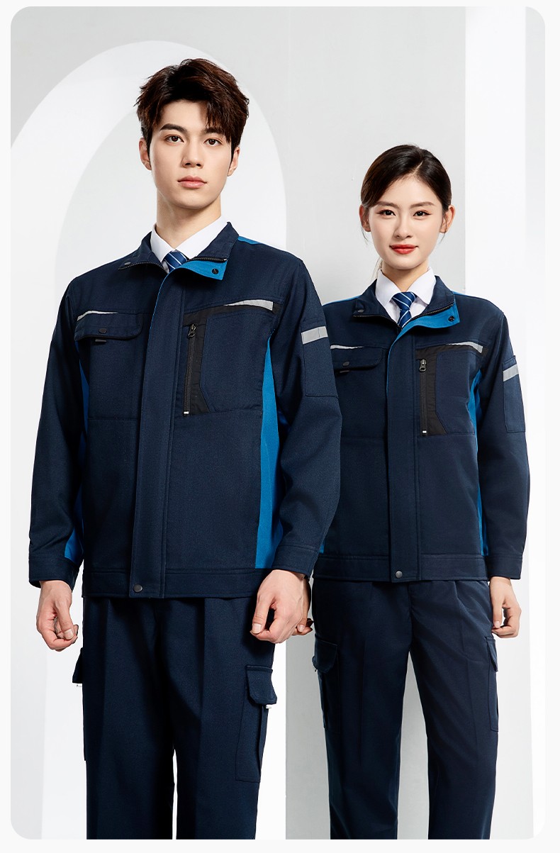 LJ-68003 滌棉防靜電工作服套裝男汽修車間工廠電焊服廠服反光條工裝勞保服(圖15)