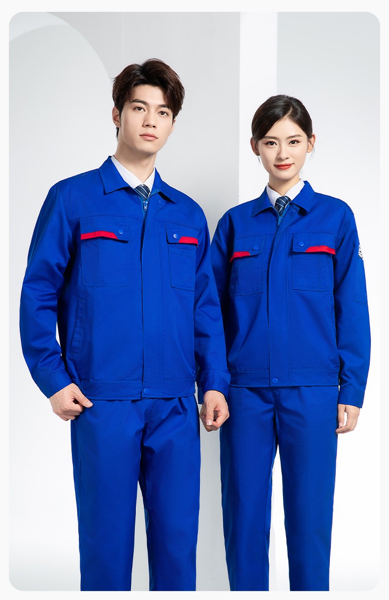 YM-20801 防靜電工作服定制春秋加厚耐磨套裝男女加油加汽站化工車間勞保服(圖14)