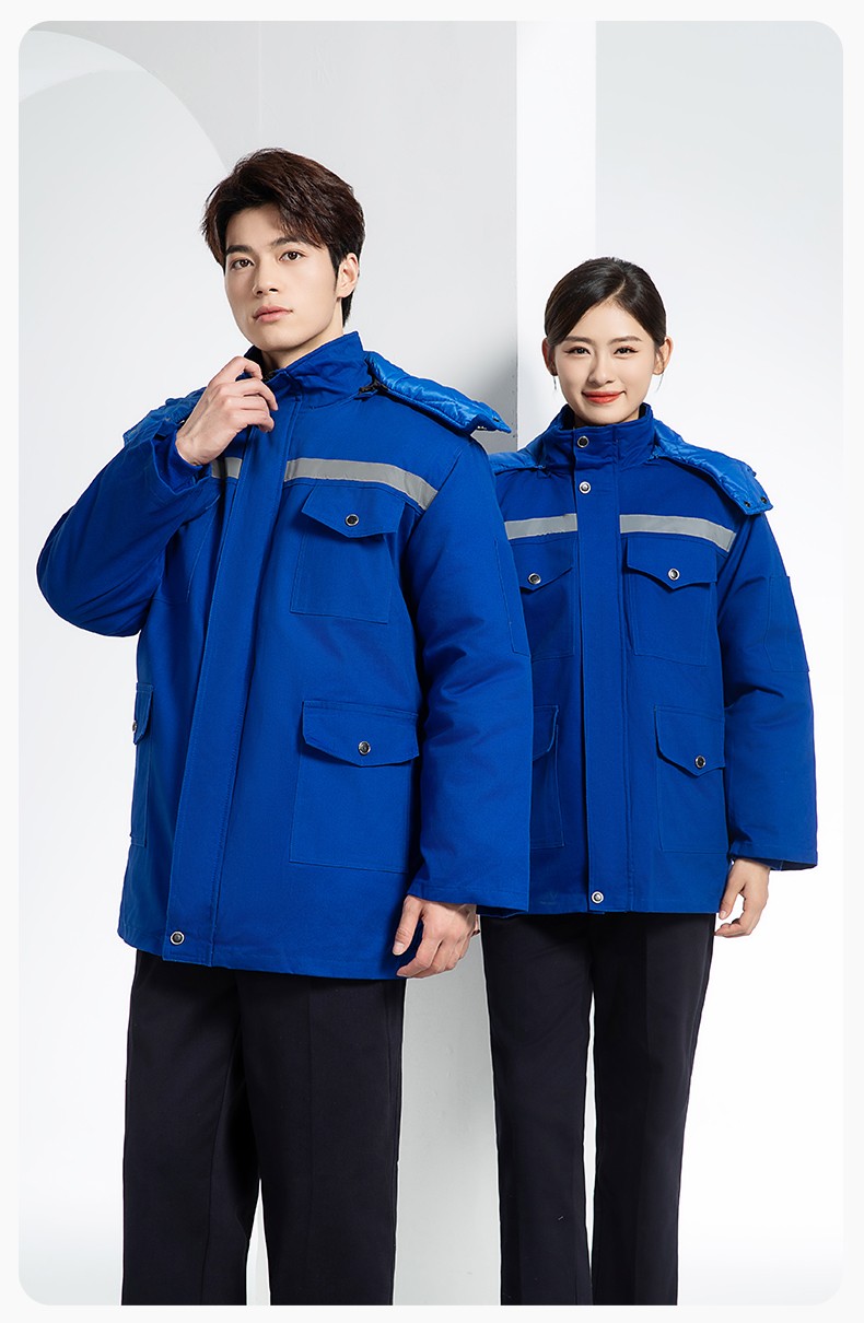 QMMF20101 冬季工作服棉服定制純棉耐磨加厚保暖物業(yè)工程勞保服反光棉襖印字(圖15)