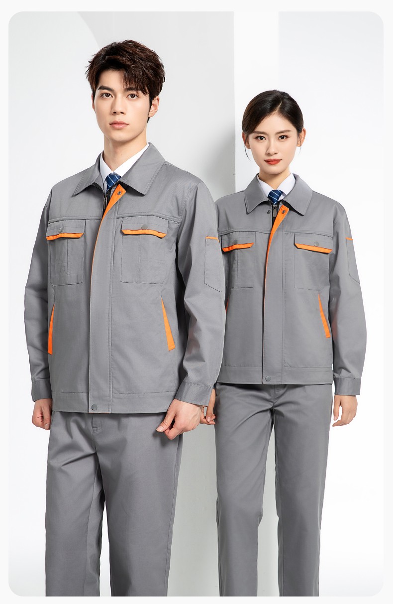 JC-102 春秋工作服套裝印字定制CVC長(zhǎng)袖上衣耐磨汽修工廠車(chē)間工裝勞保服(圖18)