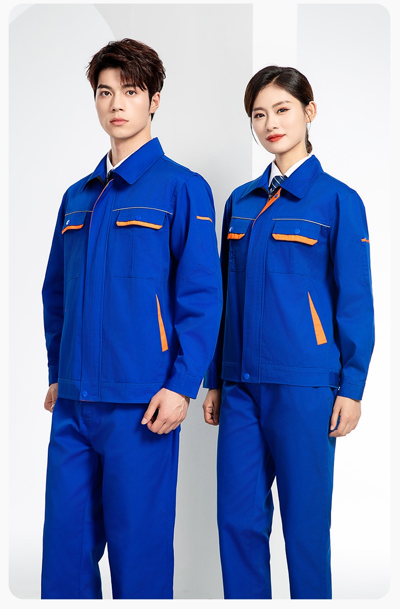 JC-102 春秋工作服套裝印字定制CVC長(zhǎng)袖上衣耐磨汽修工廠車(chē)間工裝勞保服(圖21)