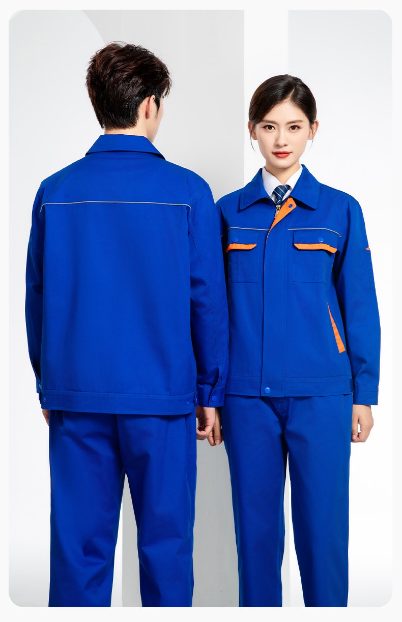 JC-102 春秋工作服套裝印字定制CVC長(zhǎng)袖上衣耐磨汽修工廠車(chē)間工裝勞保服(圖22)