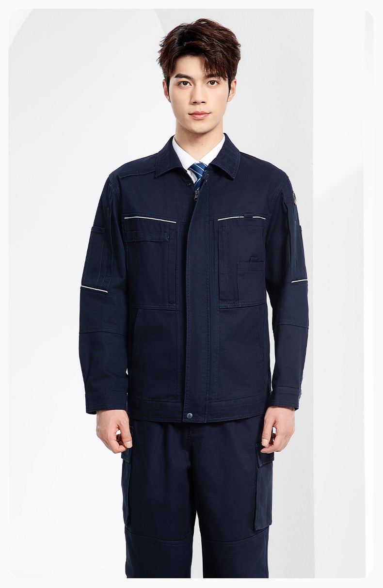 JC-3D07QM 純棉工作服定制男春秋長袖工裝印字工廠車間機修全棉反光勞保服(圖14)