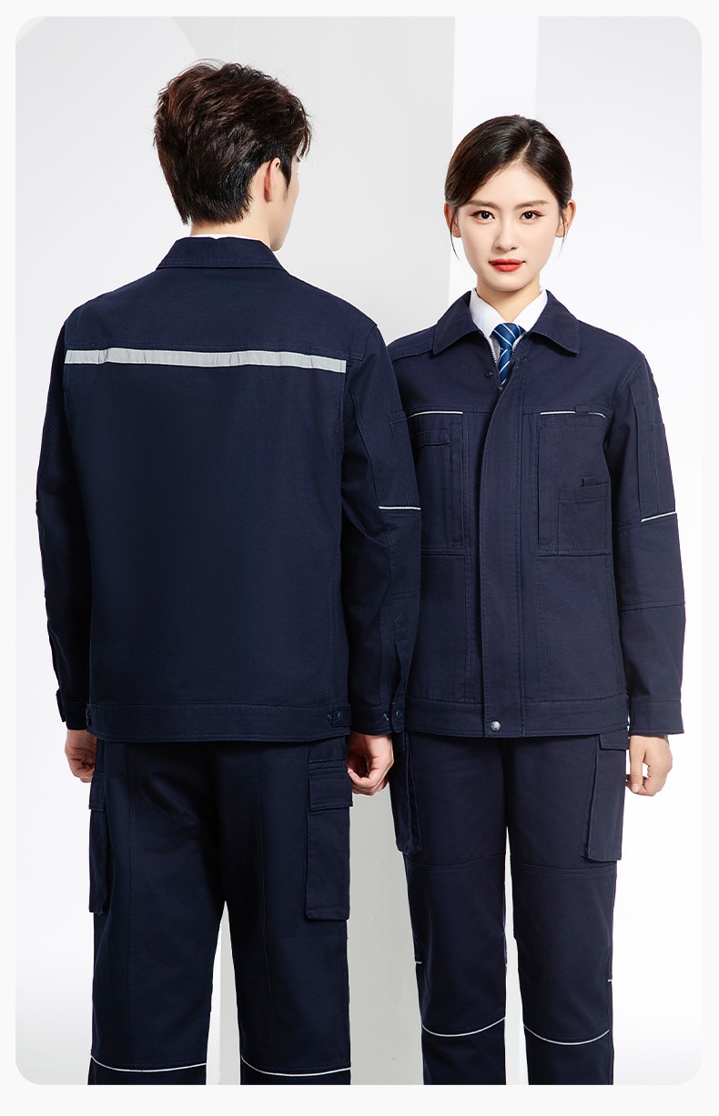 JC-3D07QM 純棉工作服定制男春秋長袖工裝印字工廠車間機修全棉反光勞保服(圖15)